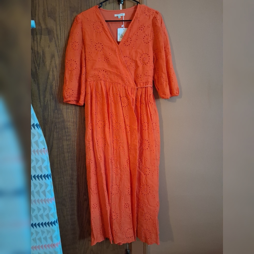 Bright Orange Eyelet Dress